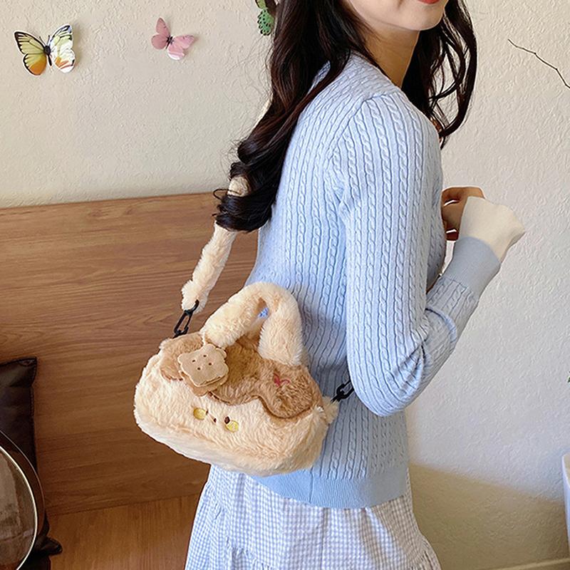 Sac bandoulière pudding désert doux poupée en peluche sac à dos enfant grande capacité avec pendentif peluche sac à bandoulière dessin animé filles