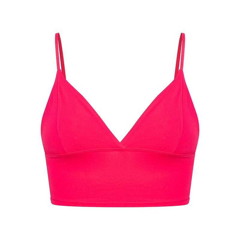 

2024 Утягивающая майка с глубоким V-образным вырезом: Удобная одежда для фитнеса с треугольными чашками для женщин S