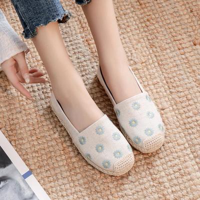 Alpargatas de Lino Bordadas para Mujer X18 - Parte Superior Baja, Transpirables, Zapatos Casuales