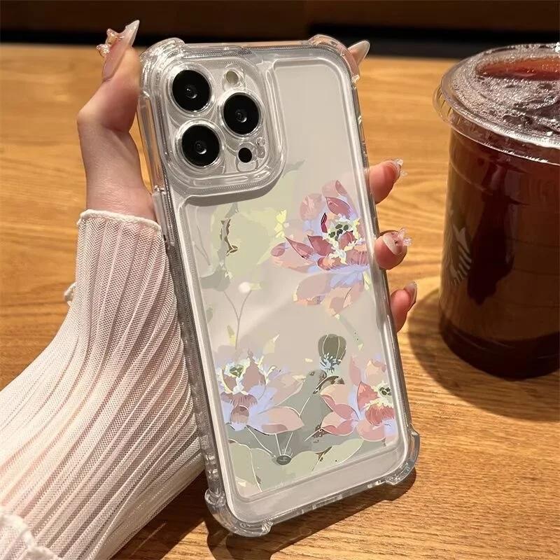 Lotus Flower Phone Case For Xiaomi POCO X7 F7 X5 X3 X4 NFC M3 M4 Pro F4 Mi 15 Ultra 15T Pro 12T 13T Shockproof Transparent Cover