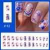 Square Press on Nail 4th of July Fake Nail Independence Day Glues on Nail Patriotic False Nail Full Cover Fake Nail