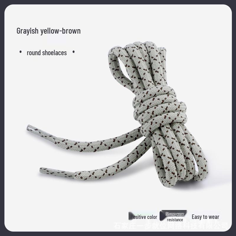 Černé a bílé diagonálně tečkované silné kulaté tkaničky do bot pro turistiku/běh