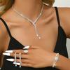 4PC Simple Necklace Earrings Bracelet Ring Set Luxury Women's Fashion Jewelry Kit  Wedding