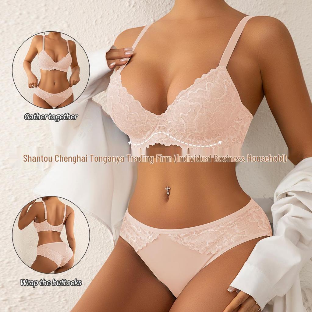 Cross-border Sexy Lace Push-up Bra Set for Women - Hot Selling