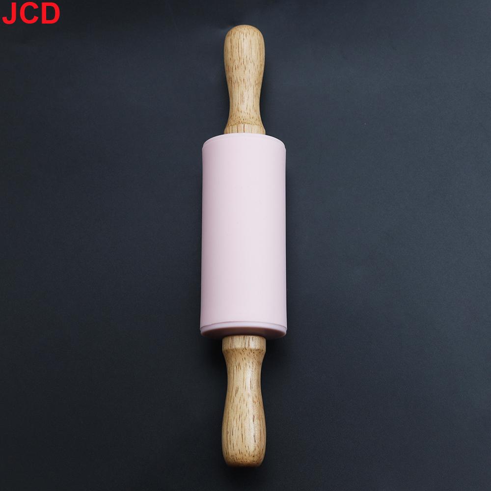 Silicone world Non-Stick Silicone Rolling Pin Wooden Handle Fondant DIY Pastry Dough Flour Roller Kitchen Baking Cooking Tools