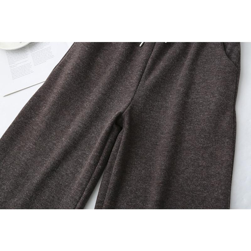 Plus Size Women Thickened Fleece Warm Straight Long Woolen Pants