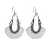 Bohemian Retro Fan-shaped Earring and Necklace Set: Fashionable Hollow-out Vacation Style for Women