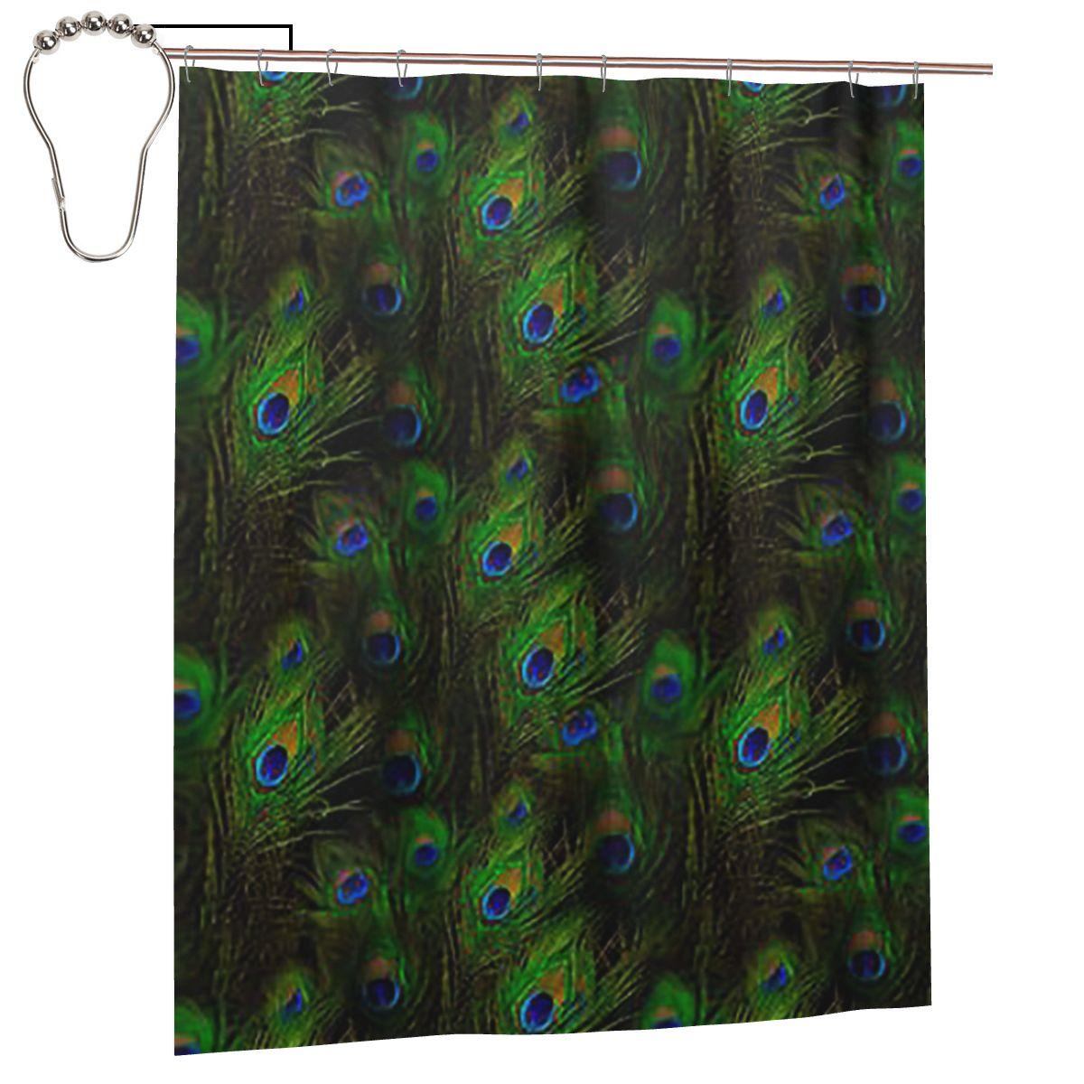 

Peacock Feathers Shower Curtain Bathroom Polyester Waterproof Bath Curtains With Hooks W60H190(CM)-1 Pcs