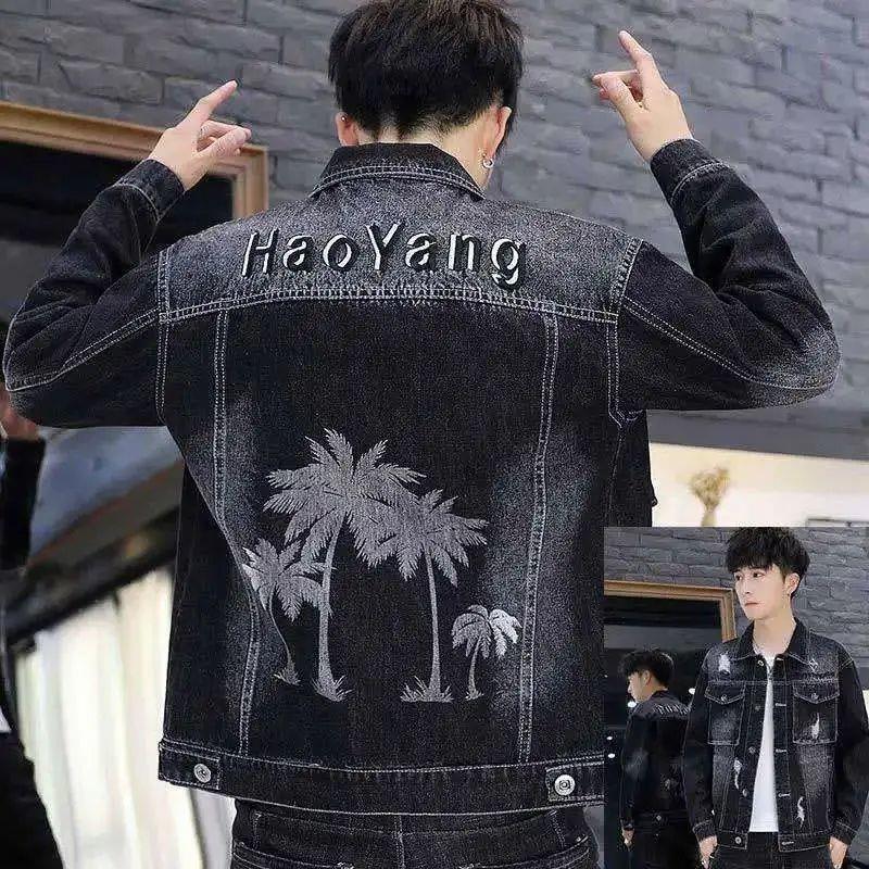 Men's Korean Style Slim Denim Jacket - Trendy Lapel Workwear for Spring & Autumn
