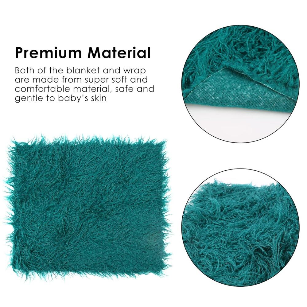 Long Ripple Wrap Newborn Baby Pography Props DIY Blanket Newborn Wraps Pography Mat for Baby Boys and Girls (Deep Green)