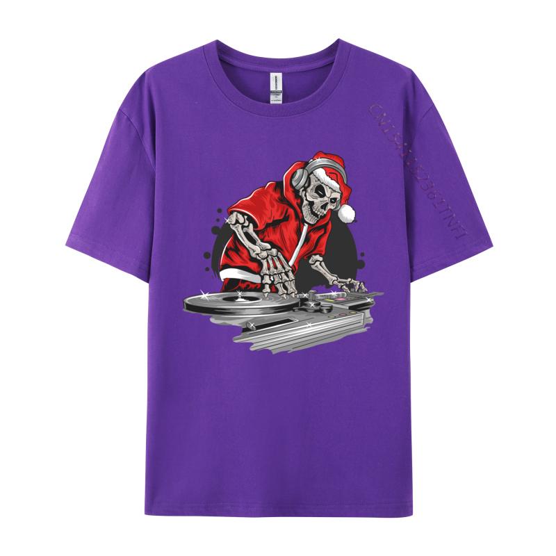 Funny Sarcastic Christmas Skull Playing Dj On New Year Fun T-Shirts Kpop T Shirt Cotton Tops Shirts For Adult Japan Style