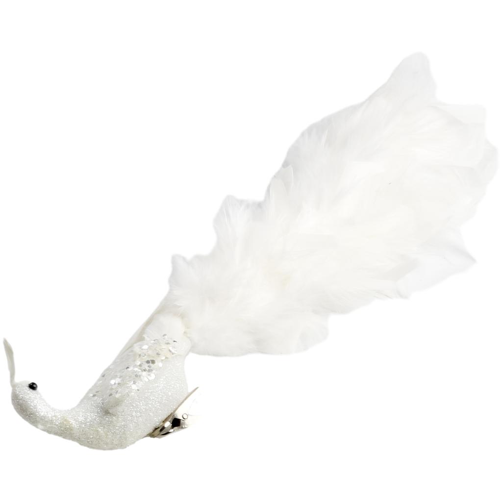 1pc Artificial White Peacocks Feathered Ornaments Christmas Long Tail Simulation Birds Christmas Tree Wedding Decor Pendant