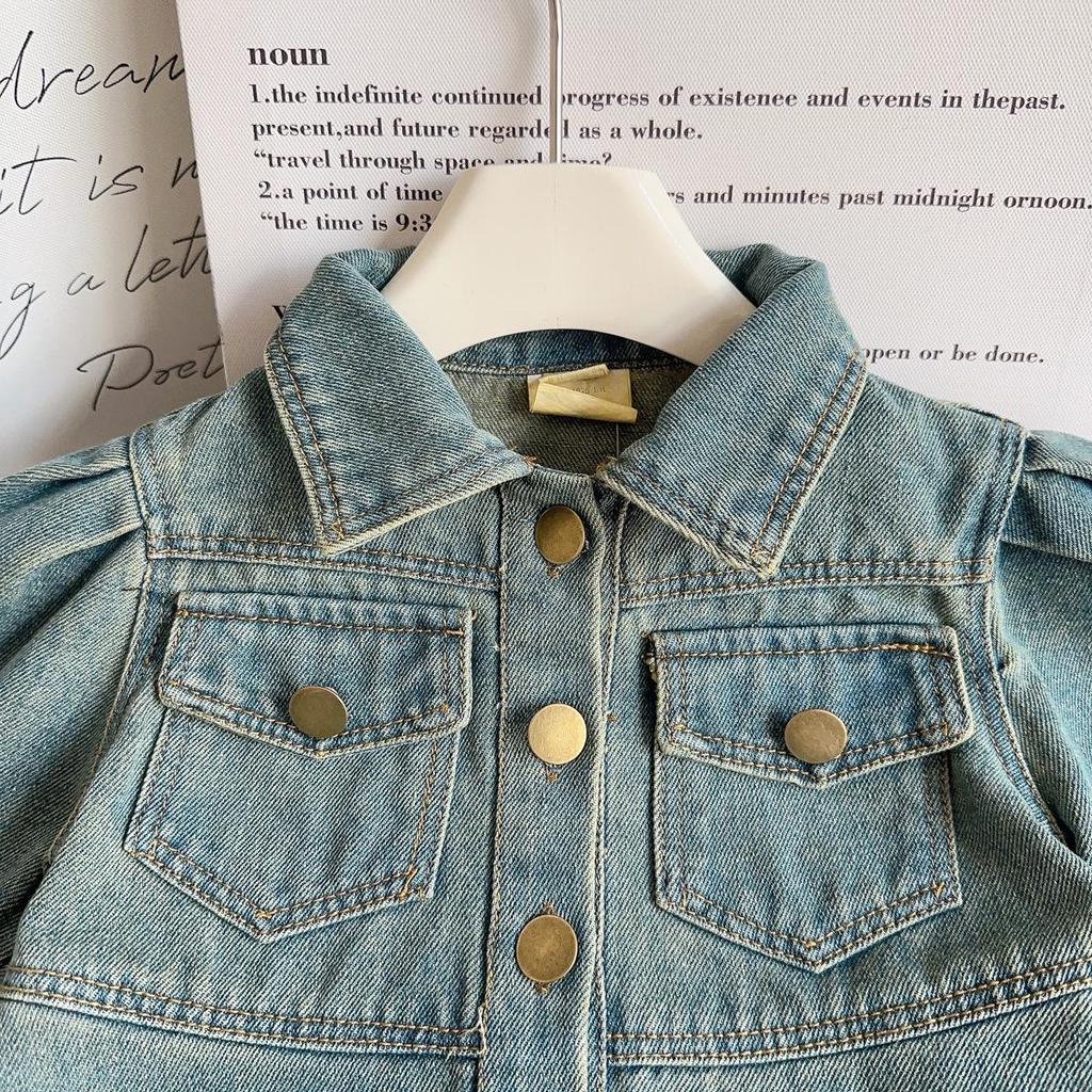 Girls' Casual Denim Dress with Lapel - New Spring & Autumn Fashion AQA025