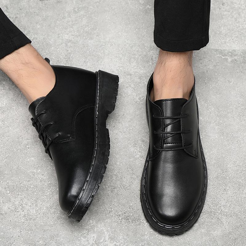 Shoes Men's Korean Version Trendy Versatile Black Small Leather Shoes Leather Casual Shoes Business Dress Youth Suit British Autumn