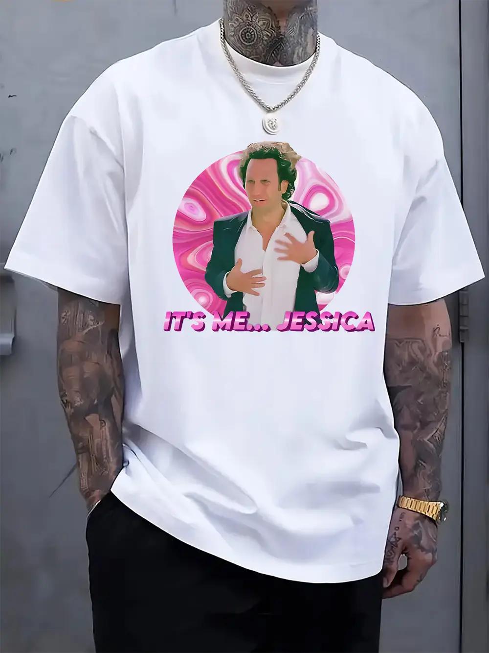 

Casual Graphic T-shirt with Bold Pink IT s MEGSSA Print & Character Design - Black Round Neck Short Sleeve Tee XXL