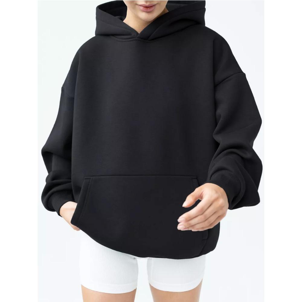 Women's Long Sleeved Hooded Sweatshirt with Loose Fitting Top