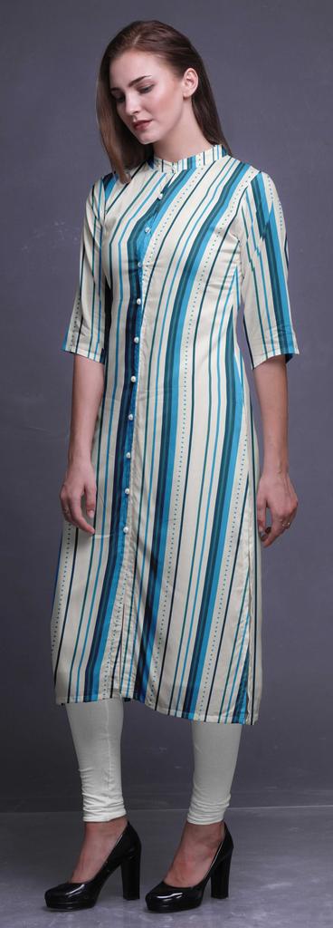 Bimba Printed Straight Kurti Kurtis For Women Summer Clothing Large