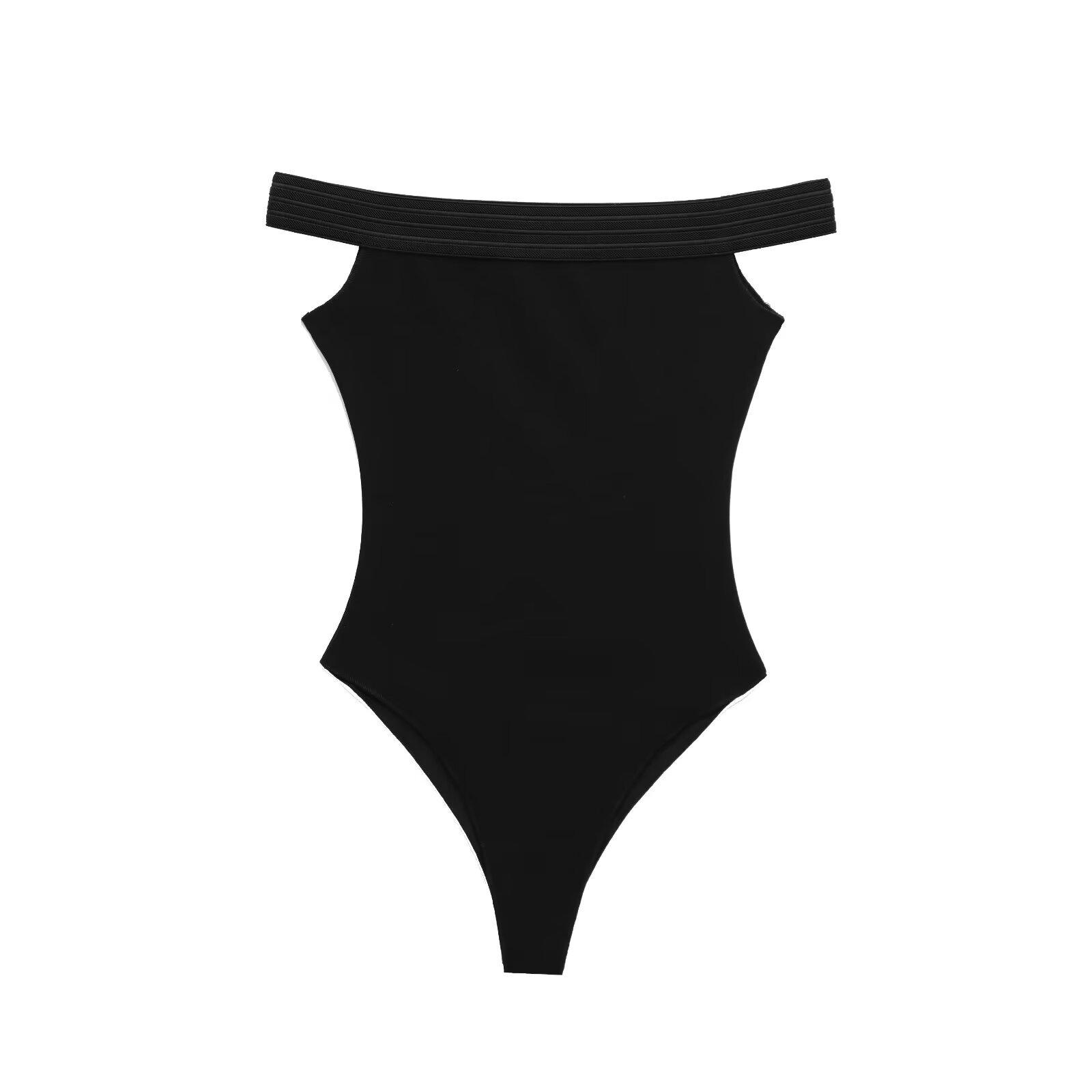 

Весна 2025 Женский европейский и американский модный эластичный боди Medium чёрный