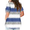 Women's Large T-shirt Summer Casual Print V-neck Short Sleeve Pocket Top