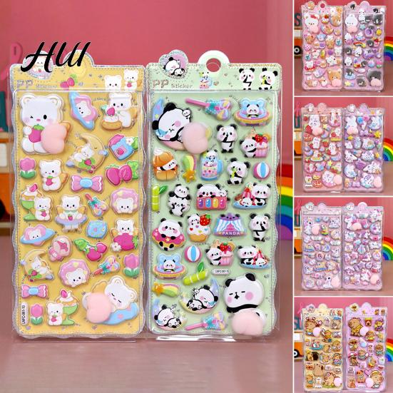 Mobile Phone Case Decal 3D Puffy Stickers Panda Rabbit Bear Animal Squishy for Aesthetic Sticker Assortment Kids Cute Bubble Butt Crafts Decor