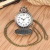 Vintage Classic Bronze Steam Train Design Pocket Watch with Chain Necklace Quartz Pocket Watch Gift Clock Chain for Men Kids