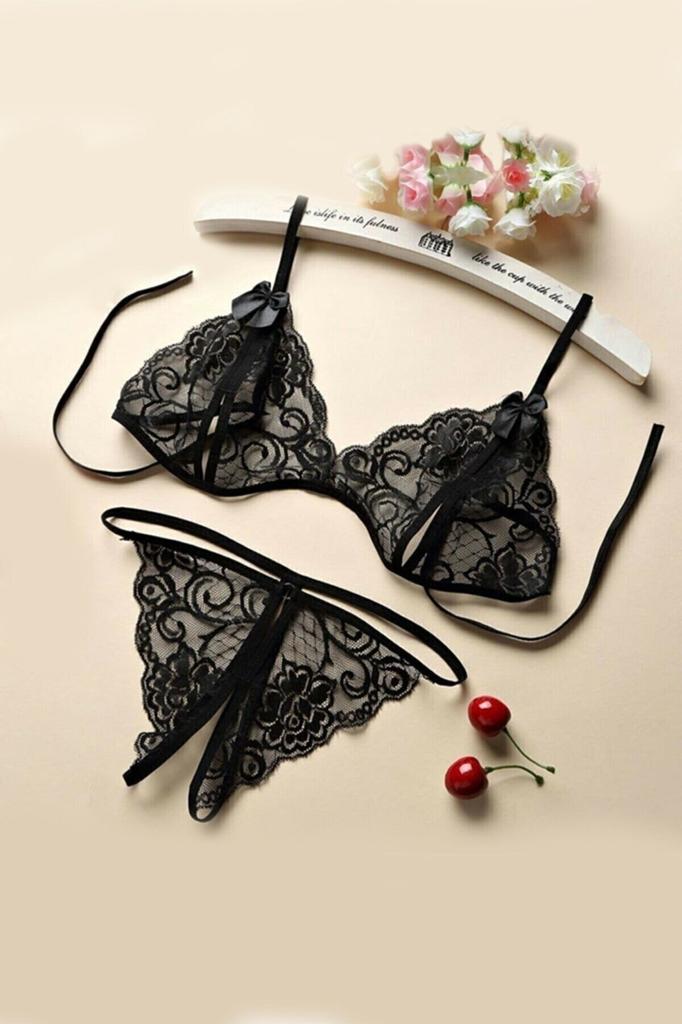 Damenmode Neue Unterwäsche-Sets Damen-Set aus rotem Spitzen-BH und Höschen