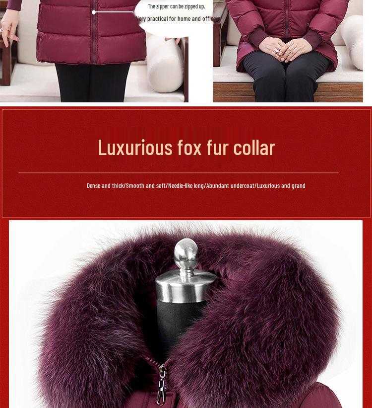 New Women's Mid-Length Down Jacket with Removable Liner: Stylish, Over-the-Knee Winter Coat for Middle-Aged and Elderly