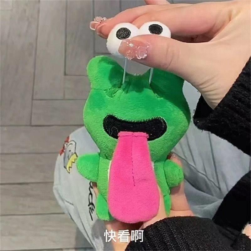 Hübsche Plüsch-Schlüsselanhänger Große Augen Froschpuppe Zunge Herausstreckender Frosch Magnetische Anziehungskraft Spielzeug Schlüsselanhänger Anhänger Partygeschenke