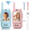 2 Stück Video-Walkie-Talkies für Kinder Wiederaufladbares Kleinkindspielzeug für Indoor-Camping, Reisen, Geburtstagsgeschenke für Kinder im Alter von 3-12 Jahren