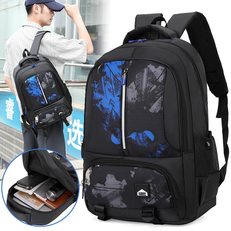 Men's backpack junior high school student schoolbag backpack computer bag burden reduction wear-resistant leisure bag