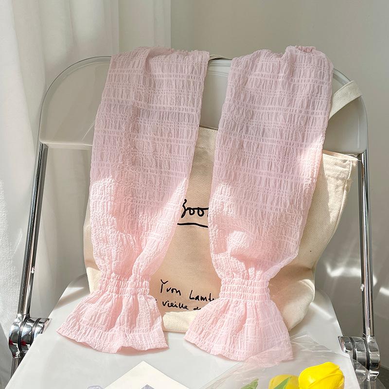 Summer New Pearl Ice Thin Sleeves For Women Girls Driving Sunscreen Long-Sleeved Arm Warmers Outdoor Solid Color Riding Sleeves