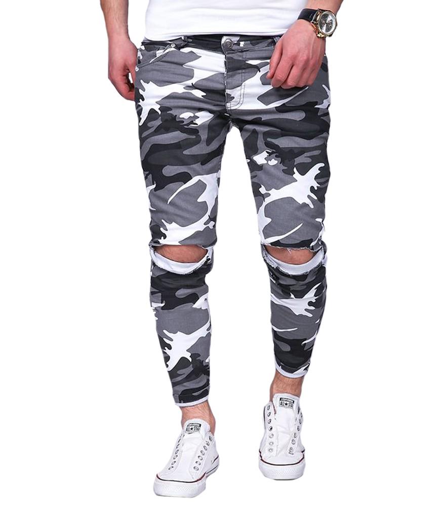 

Джинсы рваные камуфляж Jeans 3215 белый