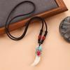 Retro woven dog tooth necklace men's and women's long niche personalized wolf tooth pendant pendant sweater chain accessories