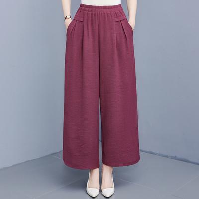 Elegant Summer Wide Pants Woman Plus Size Casual Elastic Waist Oversize Pants Vintage Clothes