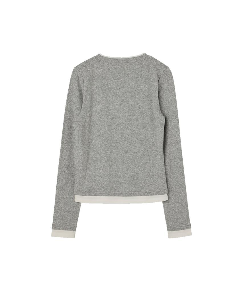 DANGLEDROP Dgdp Layered Basic Long Sleeve_Melange Grey