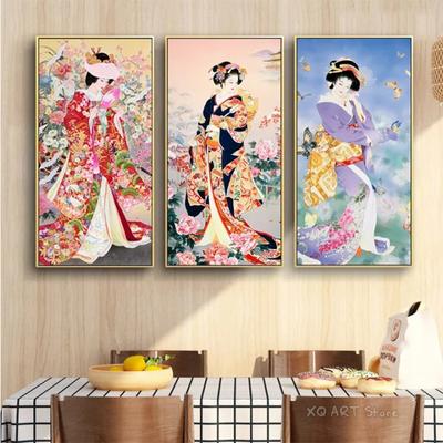 Ukiyo-e, Damenfigur im japanischen Stil, dekoratives Gemälde für Sushi-Restaurant, japanisches Essen, Leinwand, Poster, Drucke, Wanddekoration