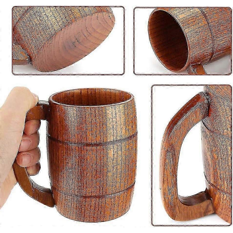 Handmade Wooden Barrel-shaped Beer Mugs, Classical Wooden Wine Mugs, Natural And Environmentally Friendly