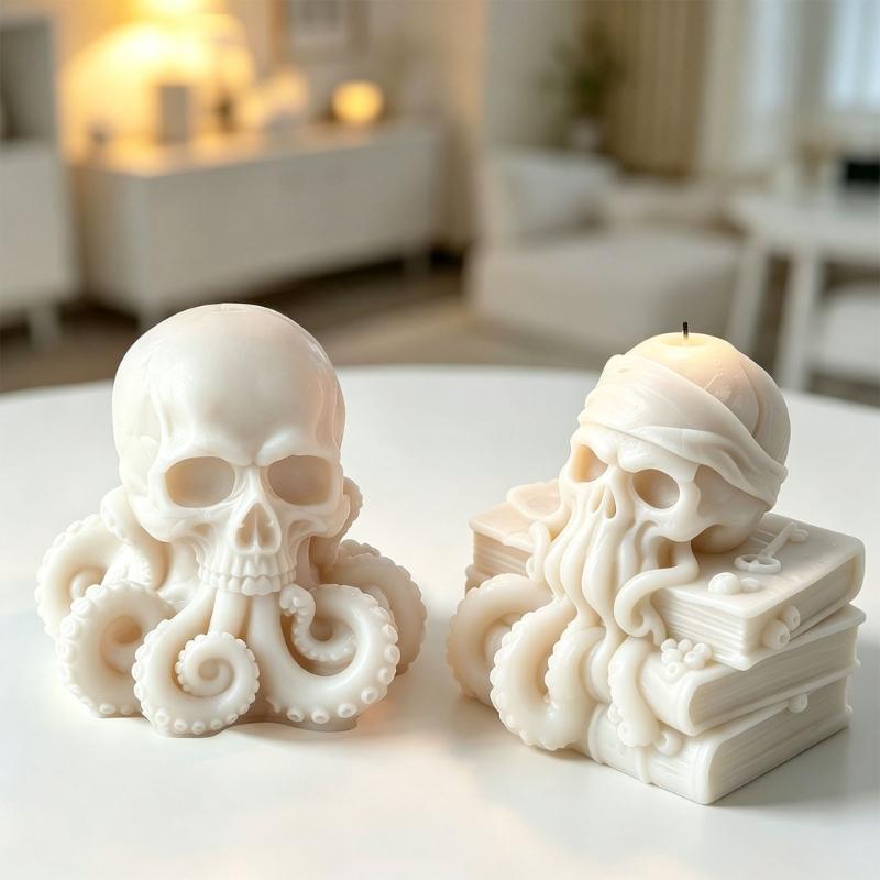 Silicone Halloween Skull Octopuses Mould For Candle Craft Decorations