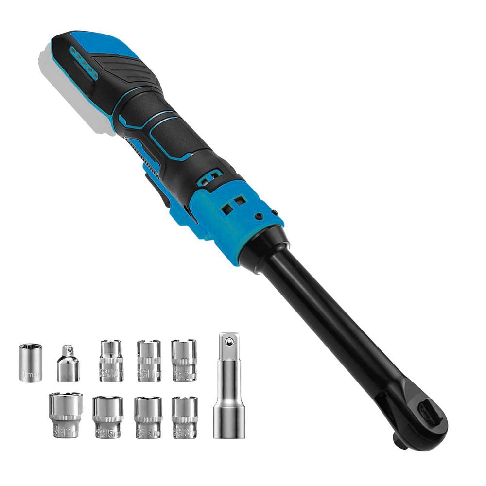 Electric Ratchet Wrench Electric Ratchet Set 21V Power Tool Drive With Extension Bar Anti-Slip Grip 3/8 Inch For Automotive