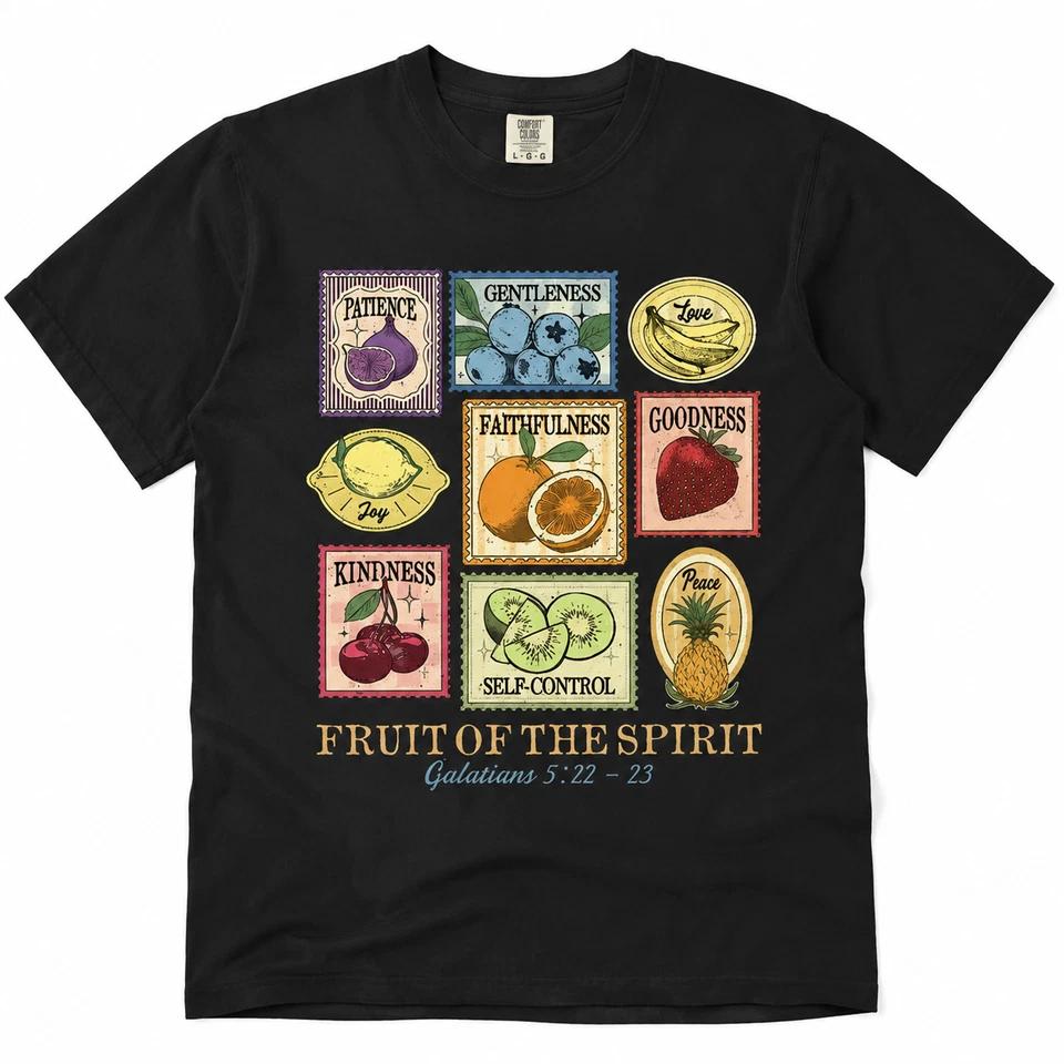 Fruit of the Spirit Christian T-Shirt Galatians 5:22-23 Faith Graphic Tee 1