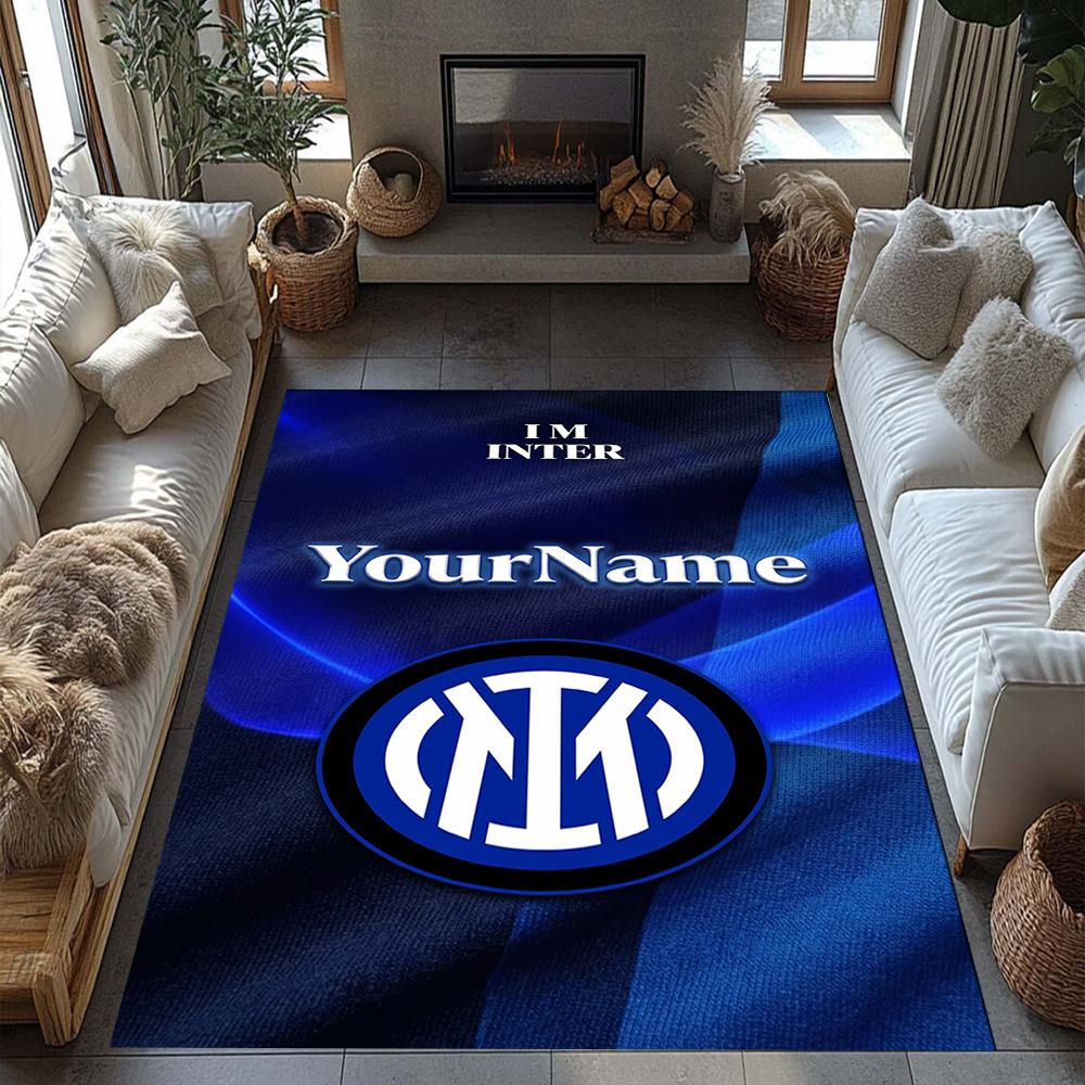 Inter Milan Customized Name Floor Rug Office Rug Perfect for Outdoor Foyer Game Room Living Rooms Antislip Carpet Decorate Offices