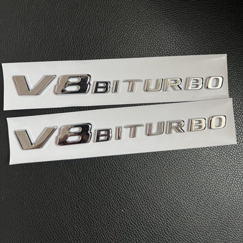 FCUI6 3D Black C63S Logo Letters V8 BITURBO Badge Car Rear Star Sticker Trunk AMG Emblem For Mercedes Benz AMG W205 C205 Accessories