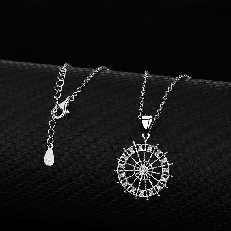 S925 Sterling Silver The Rudder Compass Necklace Europe And The United States Personality Temperament Anchor Jewelry Pendant