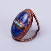 Ovaler Lapislazuli Edelstein Kupfer Ewigkeit Elektrogeformter Ehering Schmuck V-65
