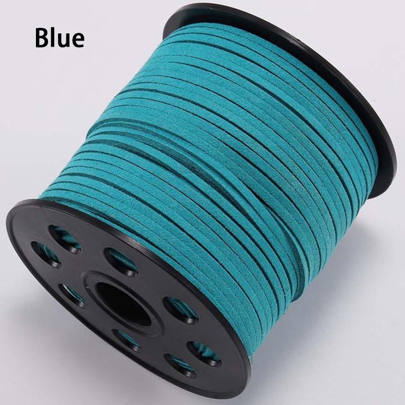 

10 ярдов ниток Бархатный шнур Замшевые кожаные шнуры Кожаное кружево Плоский шнур из искусственной замши синий