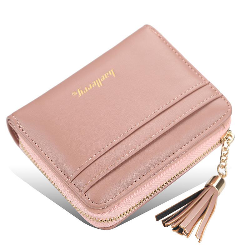 Womens Short Wallet Pu Leather Multicard Holder With Tassel Decoration For Daily Use