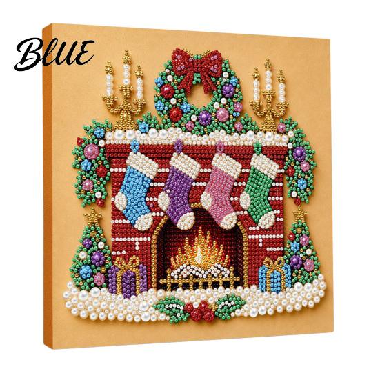 Handmade Faux Pearl Craft Kits Christmas Art Kit DIY Santa Tree Painting Creative Home Decorations 3D Holiday Wall Decor Kit for Adults Gift