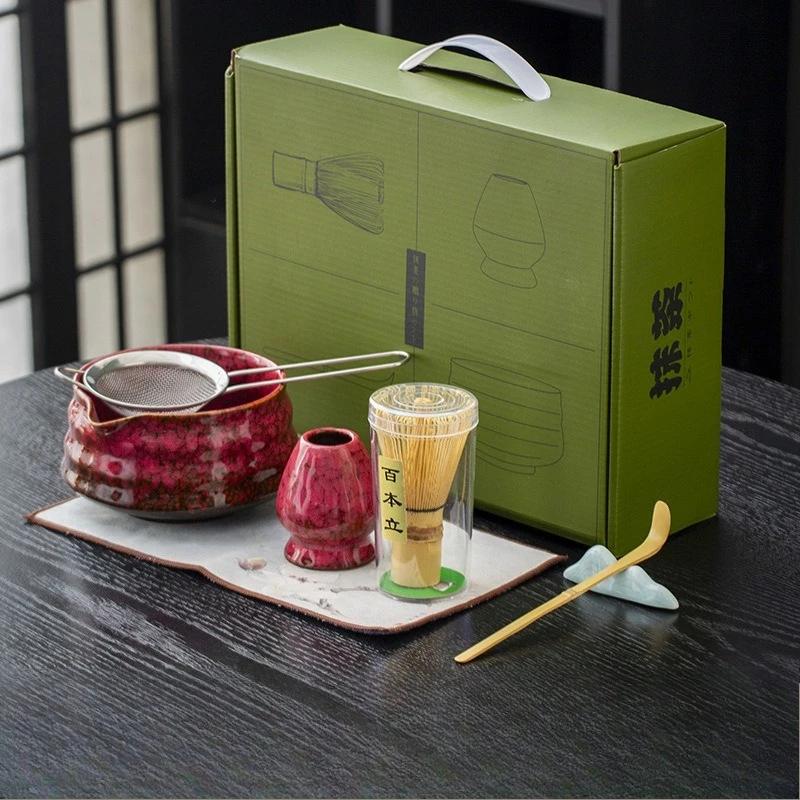 7pcs Ceramic Tea Whisk Set Blender Matcha Brush Gradient Matcha Bowl Tea Set Holder Tea Bowls TeaS Cups gifts