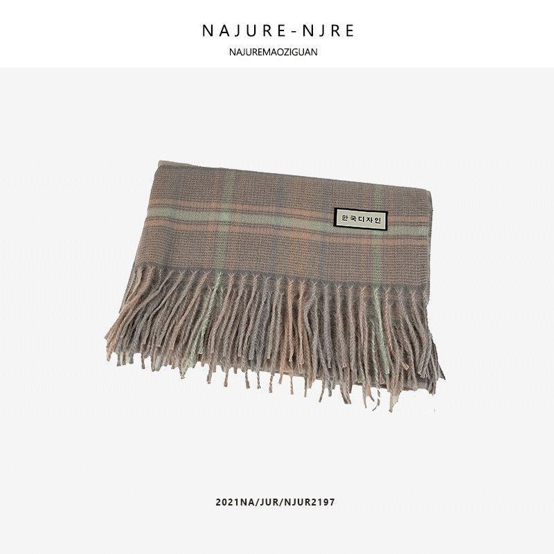 Plaid Scarf Women's Winter All Match Korean Style Fashionable Shawl Students Warm Imitation Cashmere Scarf French Casual