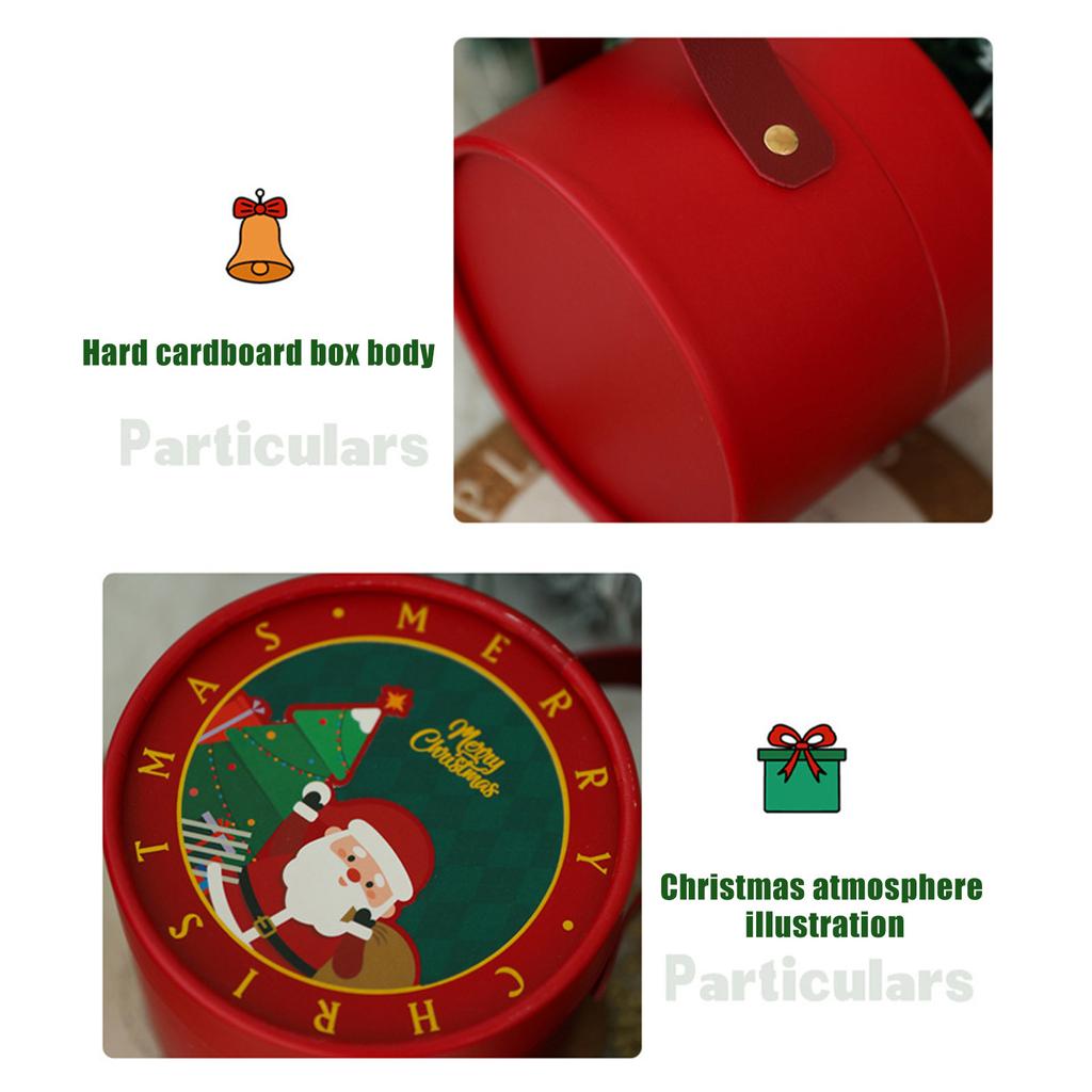 Nova caixa de doces de Natal, caixa de presente de Natal, caixa de doces de papelão com alça de couro, suprimentos para presentes de festa de fim de ano, caixa de presente de Natal
